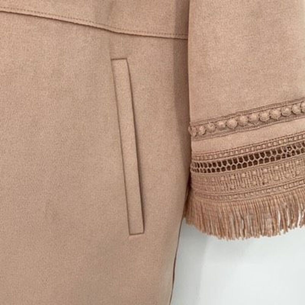 Zara Womens Dusty Pink Faux Suede Fringe Jacket Size XS - Picture 6 of 10